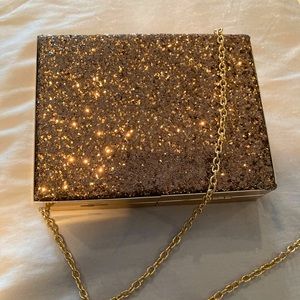 COPY - Cute evening clutch sparkled in bronze a pinkish sequins